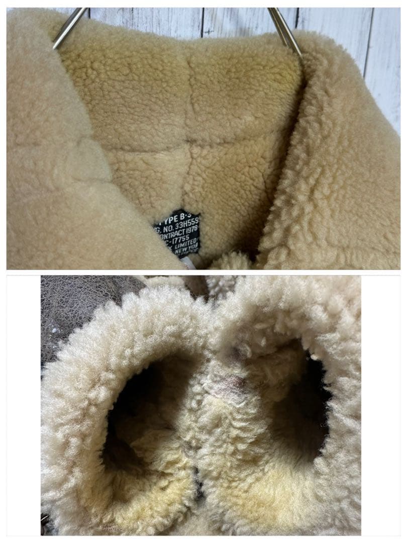 【AVIREX☆B3リアルムートン】フライトジャケット☆USA製☆L ブラウン