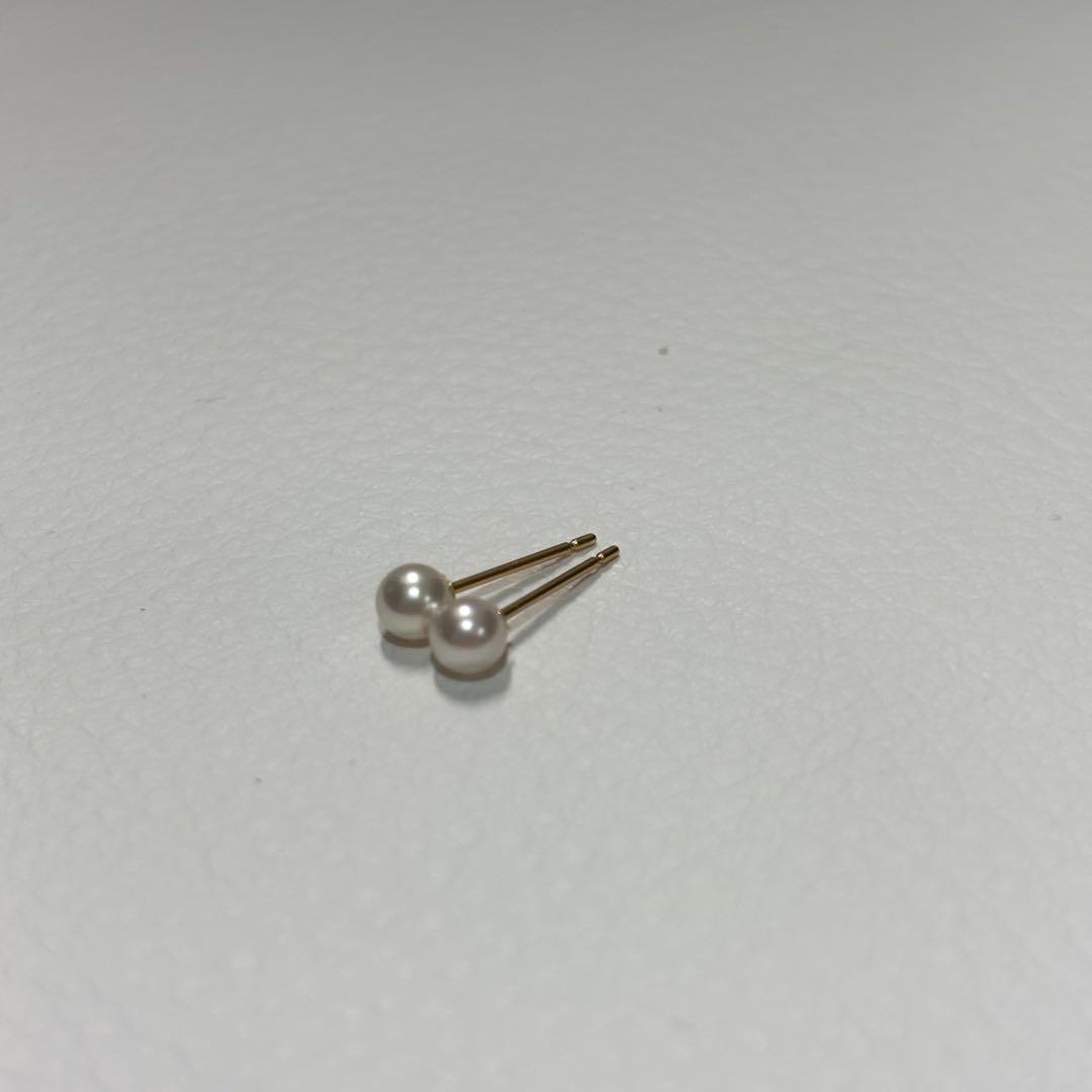 502 パールピアス　あこや真珠　3.9mm K18YG
