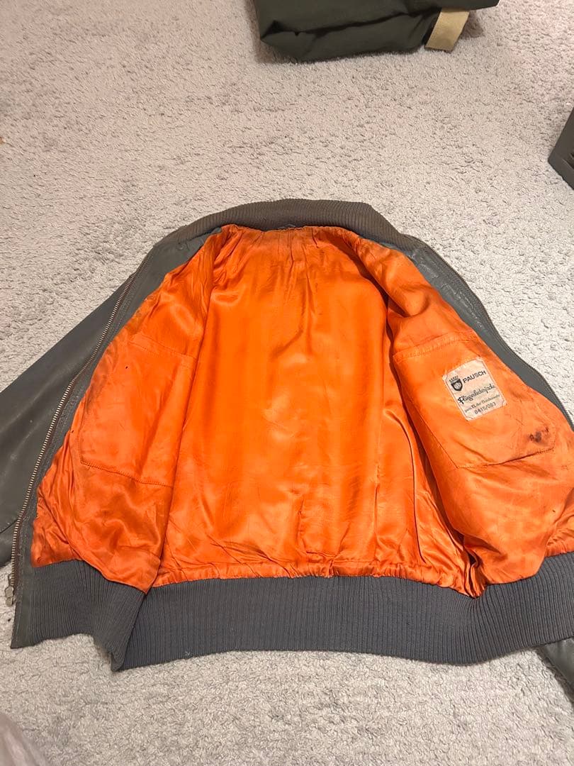 ドイツ軍 70〜80s レザーフライトジャケット 実物　　 L相当 YKK