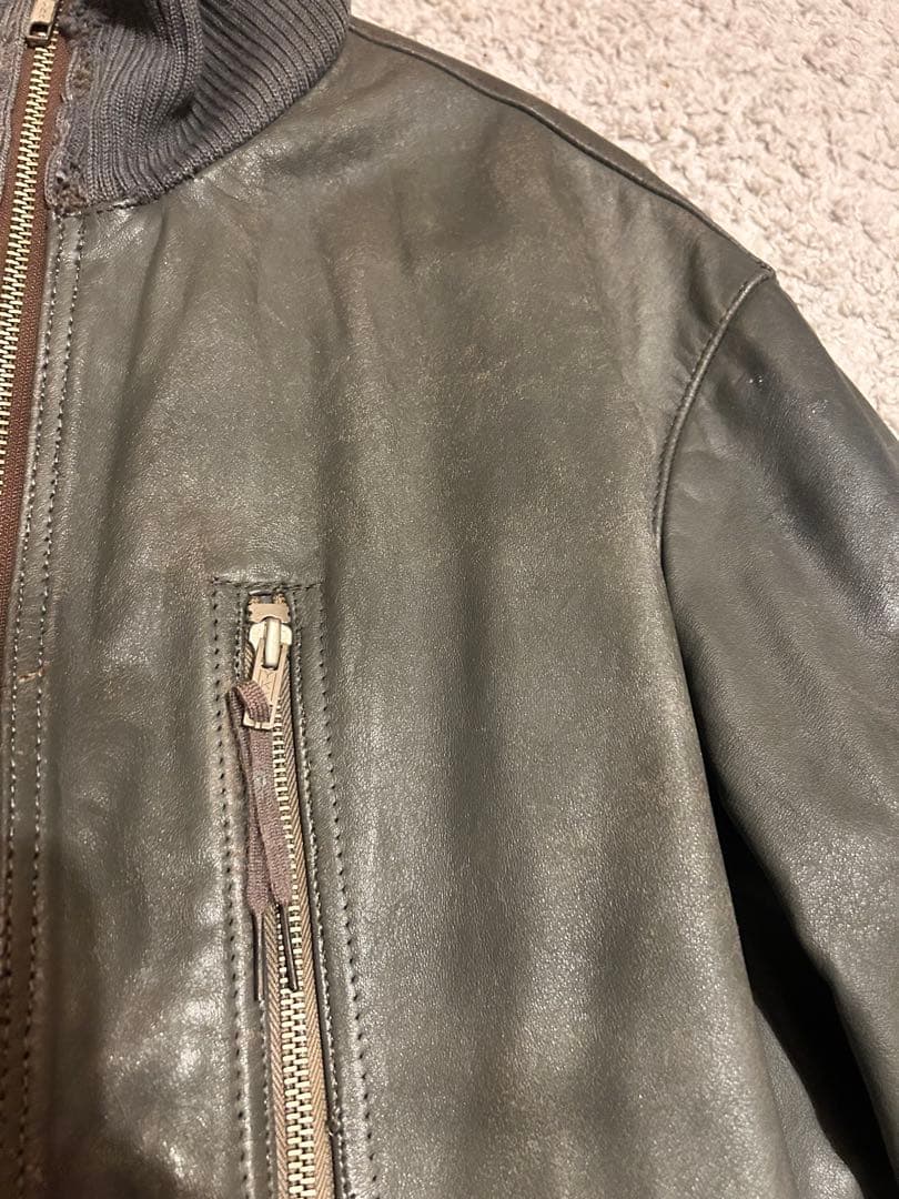 ドイツ軍 70〜80s レザーフライトジャケット 実物　　 L相当 YKK