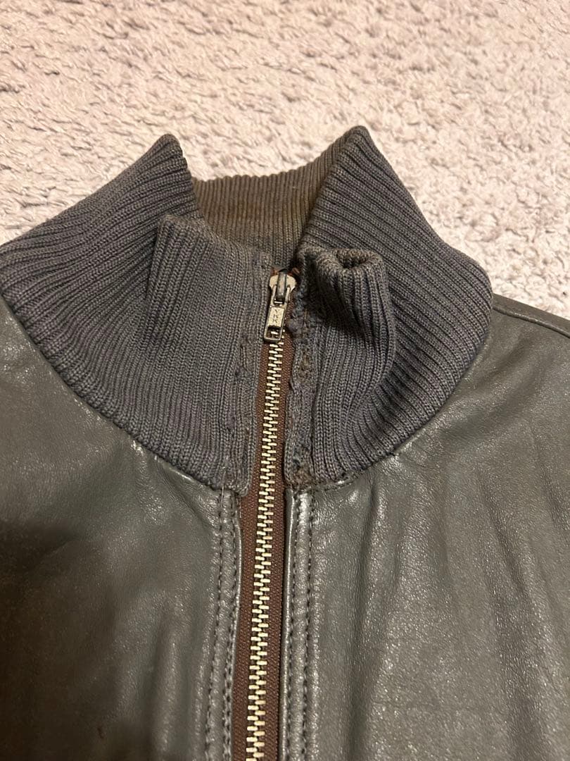 ドイツ軍 70〜80s レザーフライトジャケット 実物　　 L相当 YKK