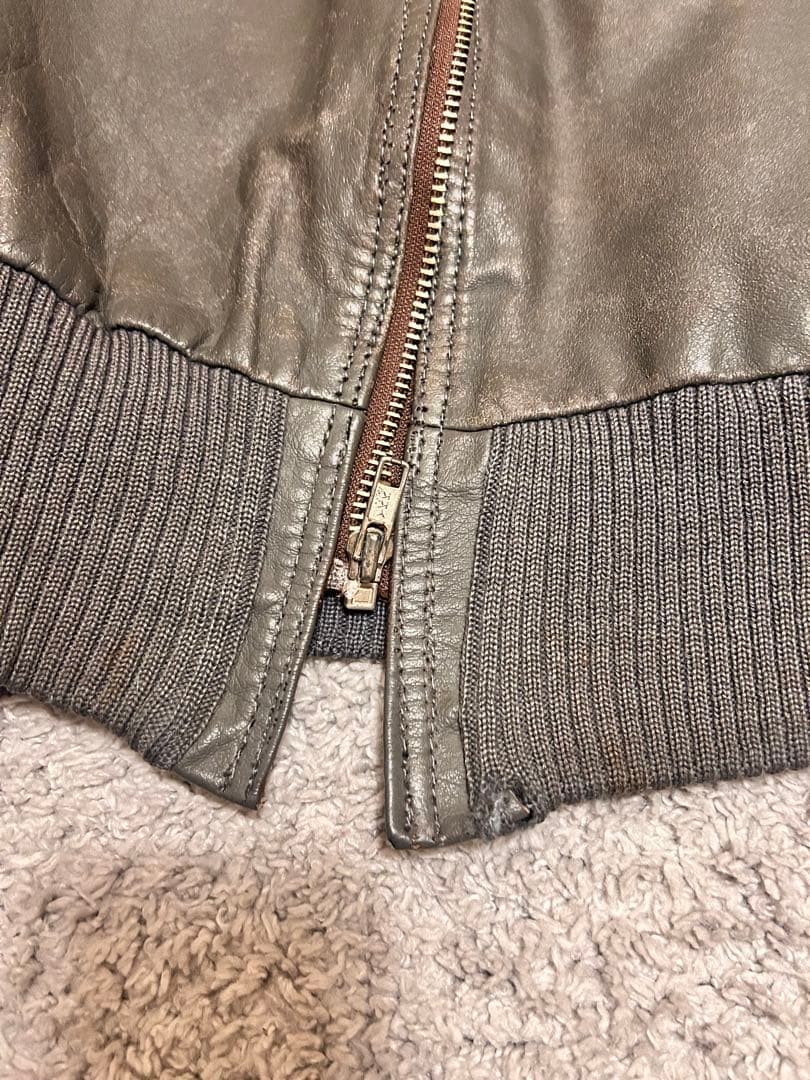ドイツ軍 70〜80s レザーフライトジャケット 実物　　 L相当 YKK