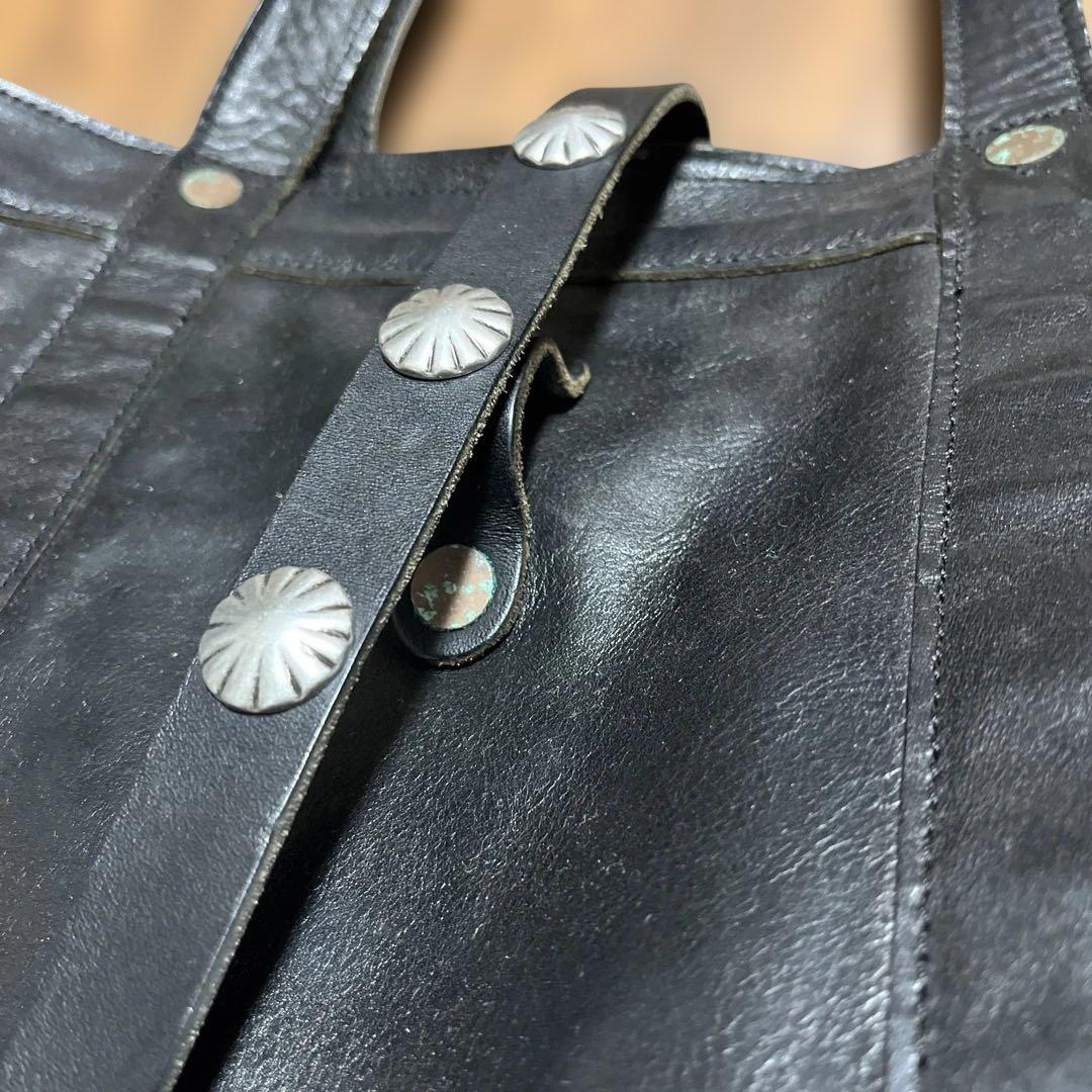 心 希少 RRL コンチョ レザートートバッグ 黒 イタリア製レザー 完売