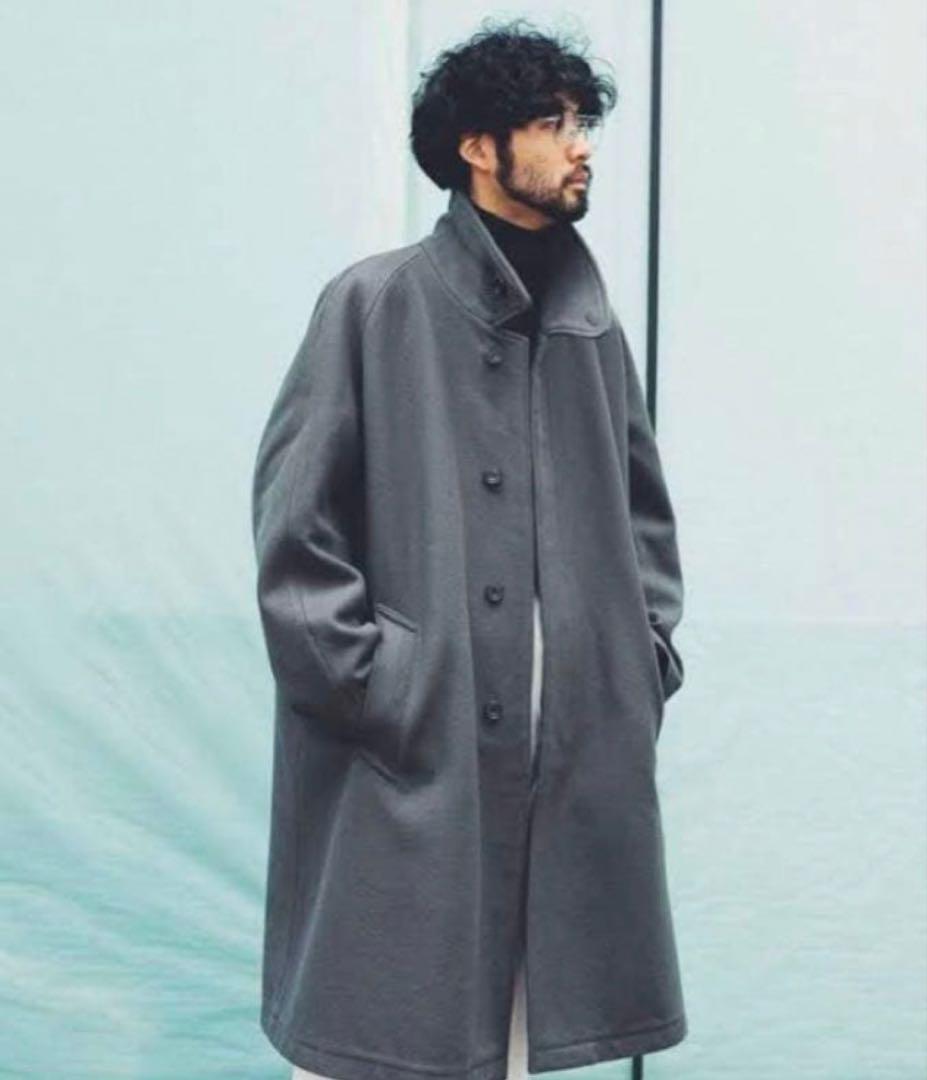 グレー ステンカラーコート