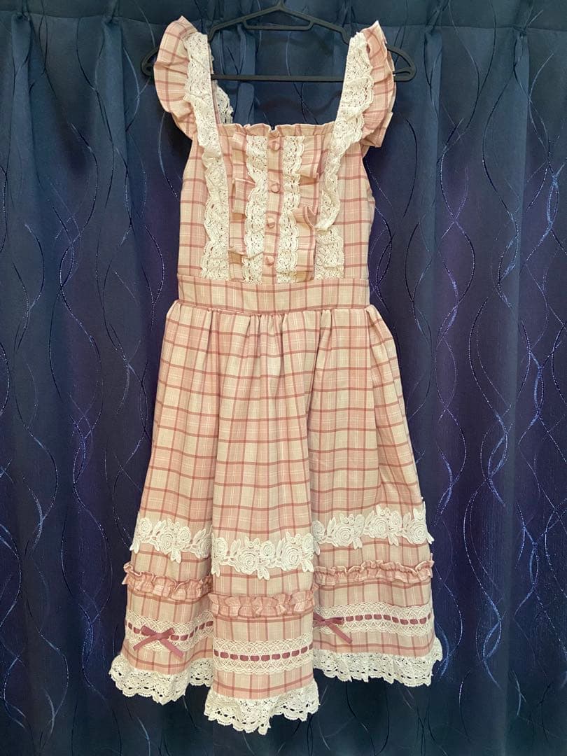 chalmiere シャルミエール　タータンチェックジャンパースカート　ピンク