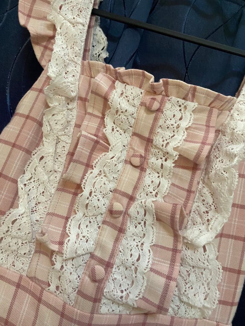 chalmiere シャルミエール　タータンチェックジャンパースカート　ピンク