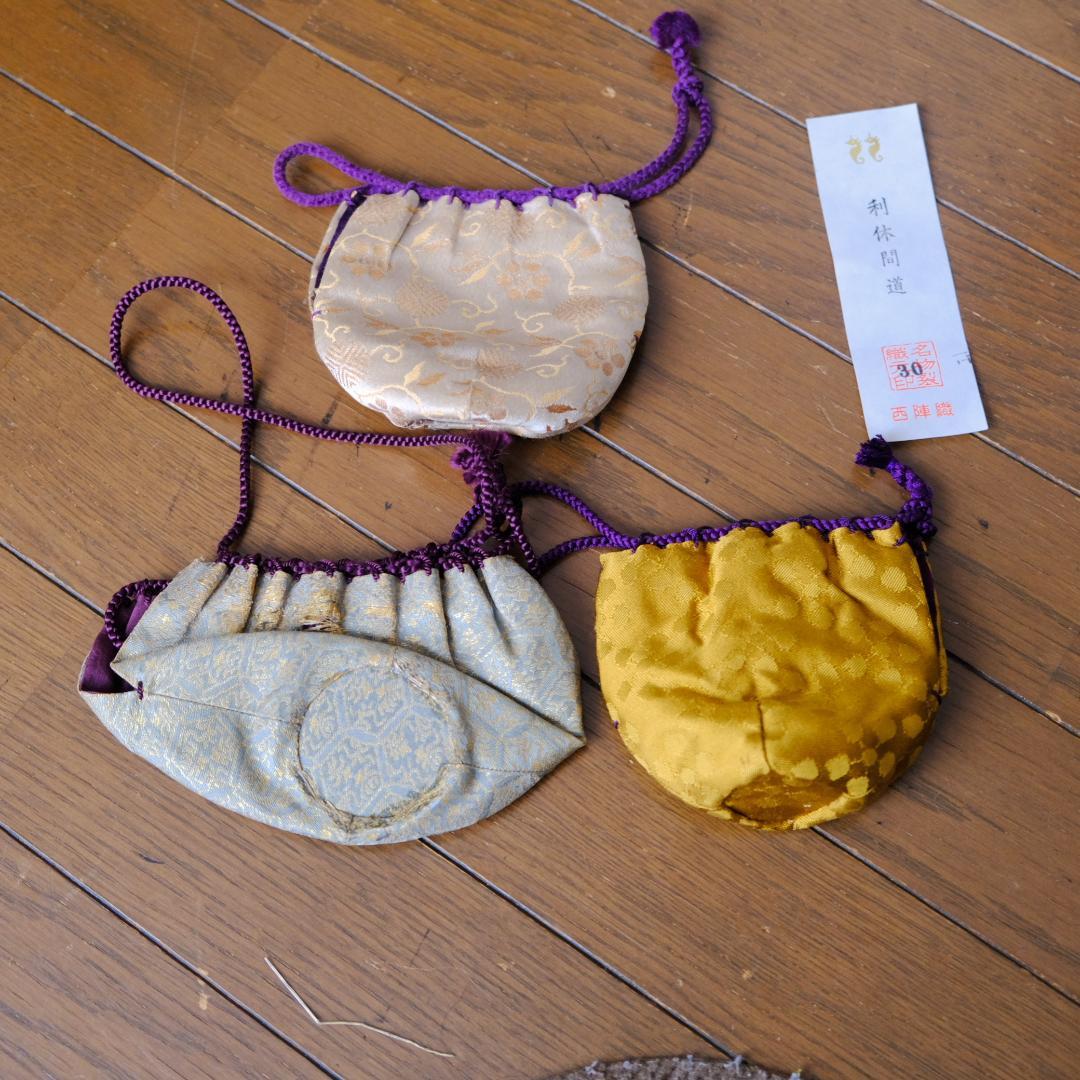 和風デザイン 茶壷・茶入用絹製巾着袋