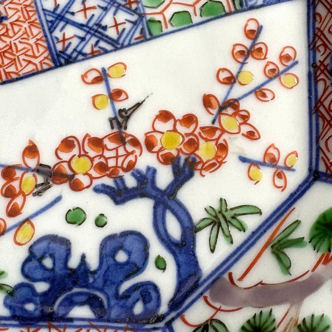 未使用保管✨九谷焼 色絵祥瑞松竹梅 4.8号 八角皿 単品✨ 須田菁華 皿 小皿