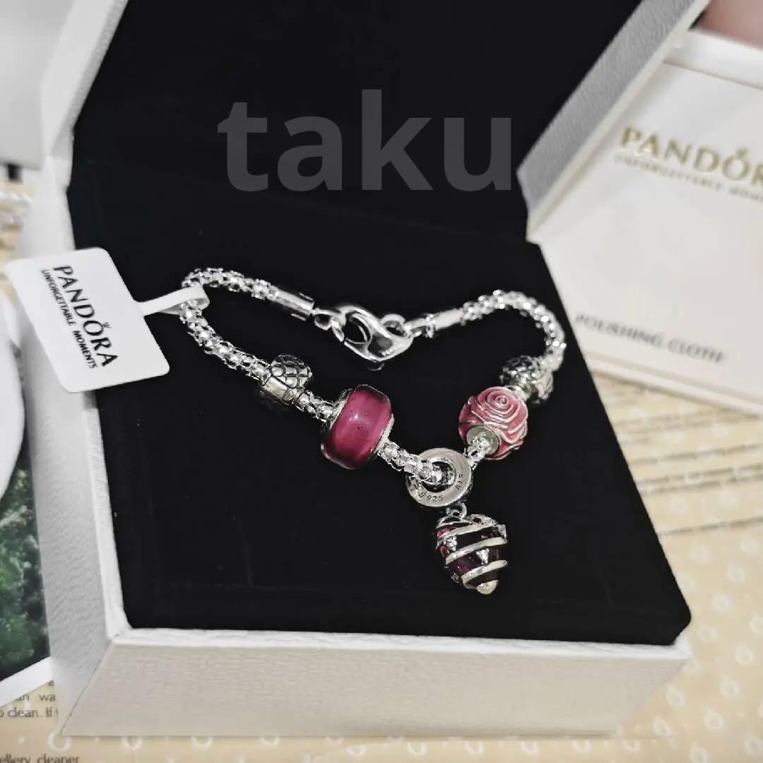 【PANDORA 】シルバー ピンク ブレスレット925 17