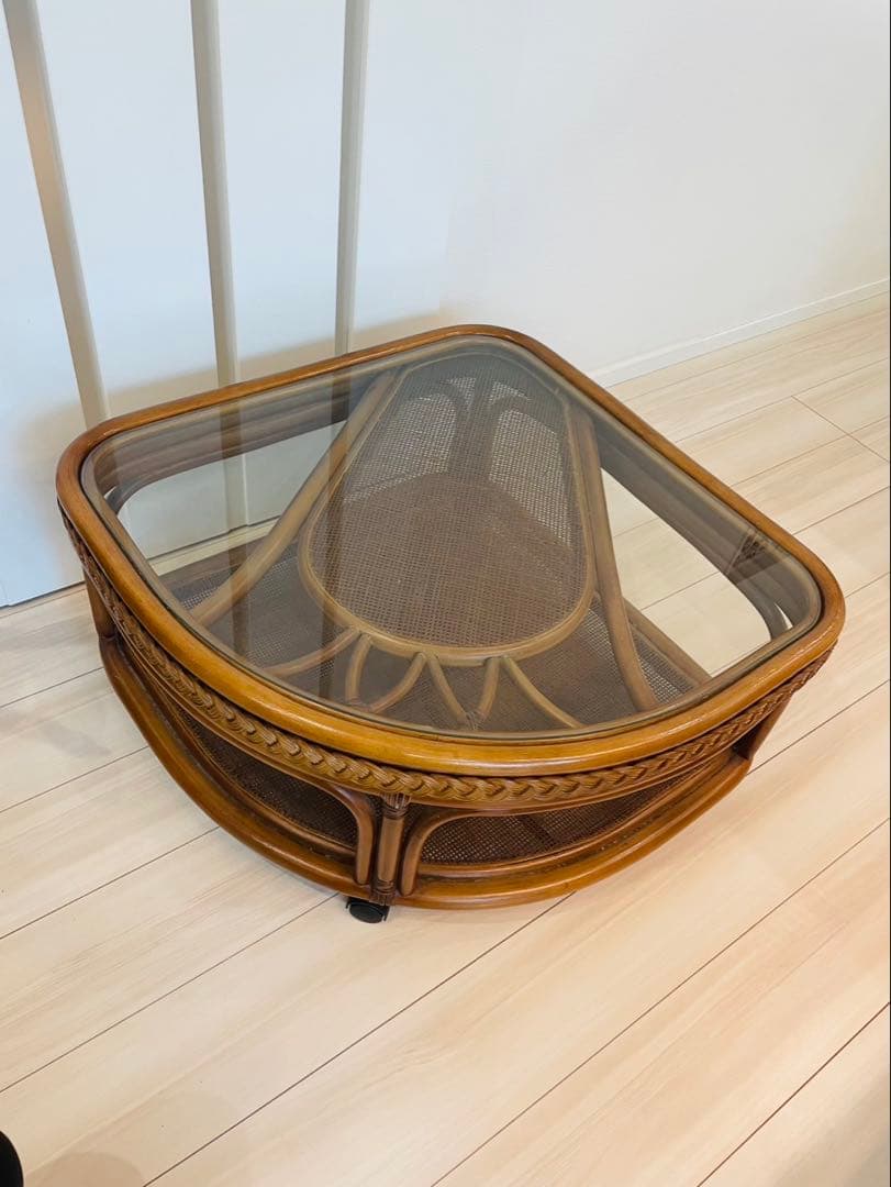 送料込み　ラタン センターテーブル 幅100cm