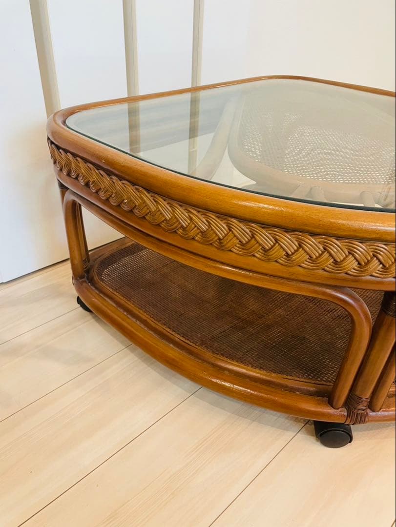 送料込み　ラタン センターテーブル 幅100cm