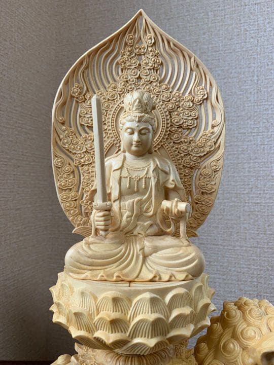 仏像　木彫　文殊、普賢菩薩像　檜木