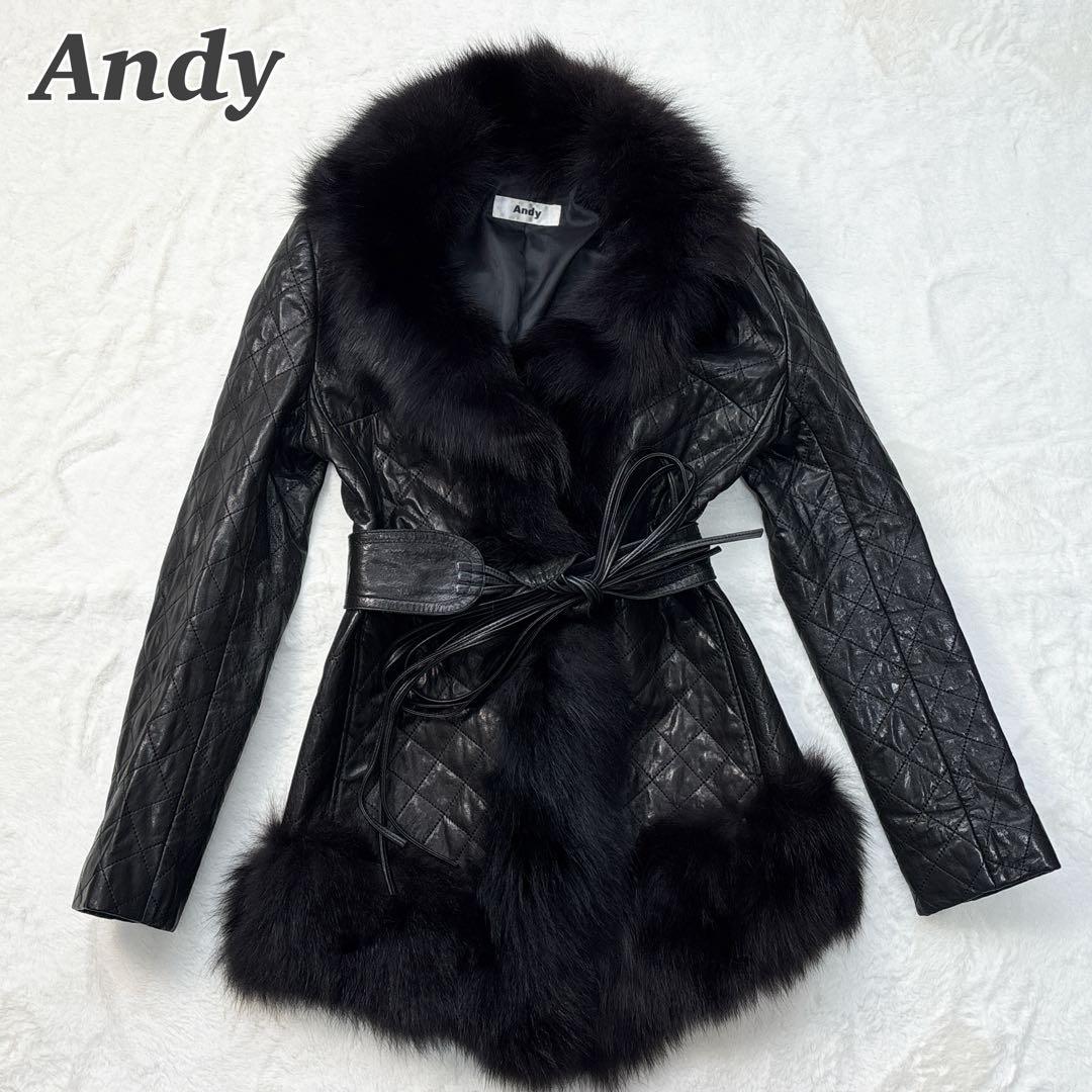 Andy アンディ 羊革 ラムレザー キルティング ファー ジャケット y2k