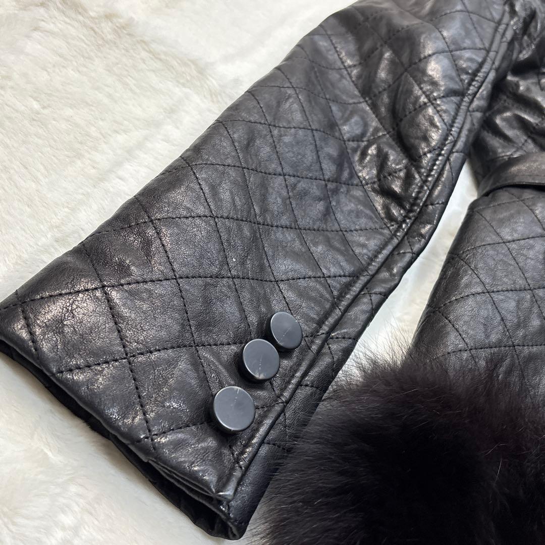 Andy アンディ 羊革 ラムレザー キルティング ファー ジャケット y2k