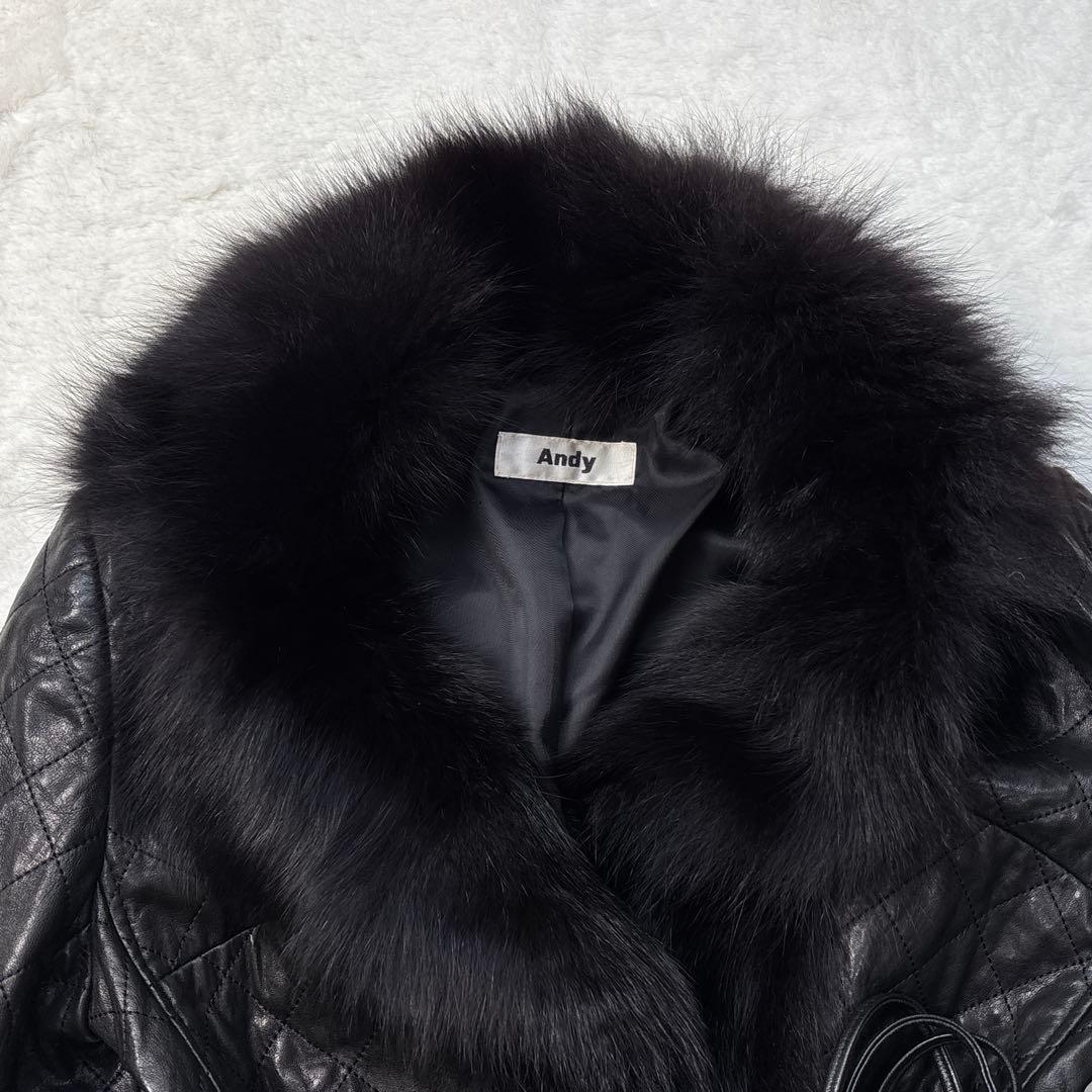 Andy アンディ 羊革 ラムレザー キルティング ファー ジャケット y2k