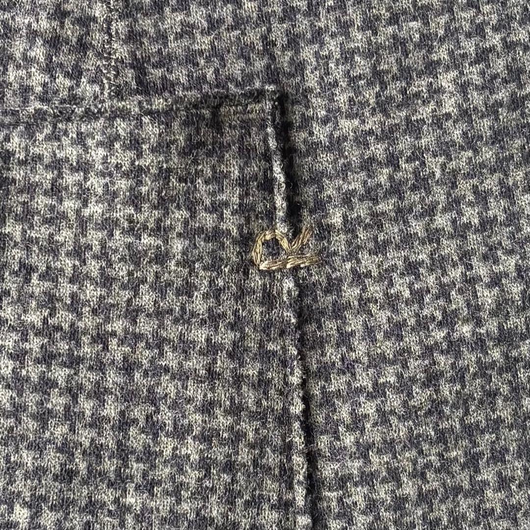 45R ウール100 千鳥格子　ワンピース　ワイドシルエット　R刺繍