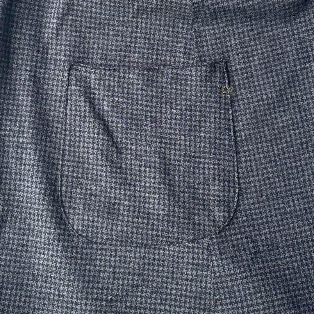 45R ウール100 千鳥格子　ワンピース　ワイドシルエット　R刺繍