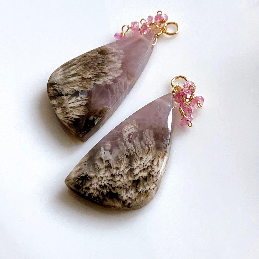 tama◆一点物✧希少✧パープルプルームアゲート×アイオライトピアス