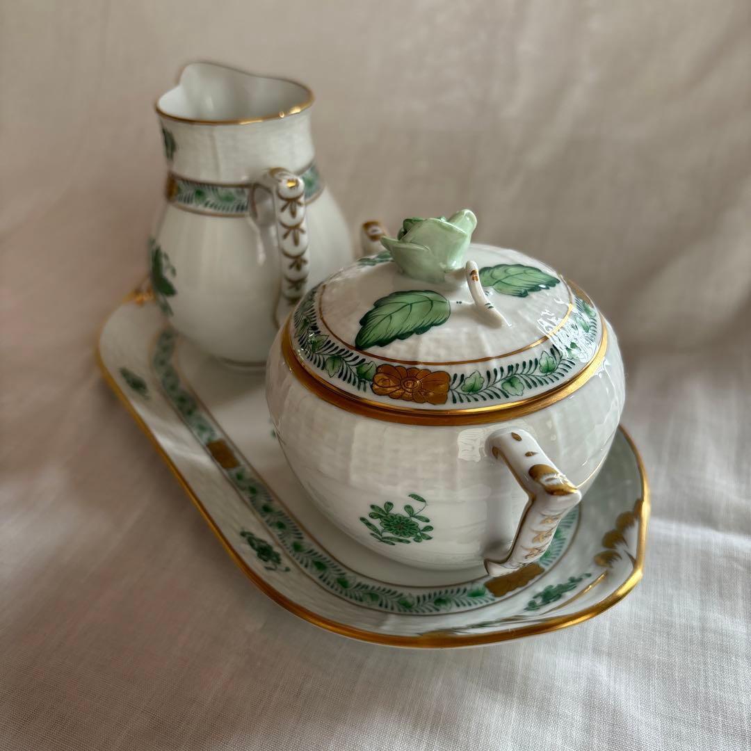 ヘレンド　クリーマー・ボンボニエール・トレーセット