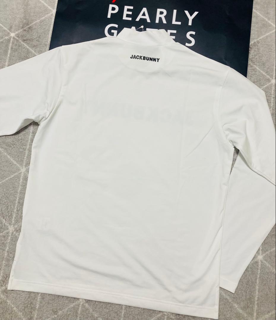 新品 パーリーゲイツ ジャックバニー 起毛ベア天 モックネックシャツ(5)L/白