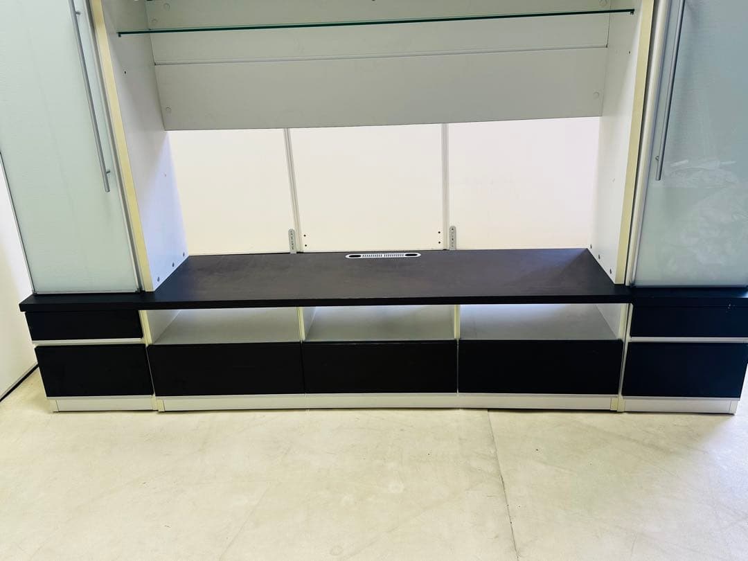 テレビ台 茶　ホワイト ガラス