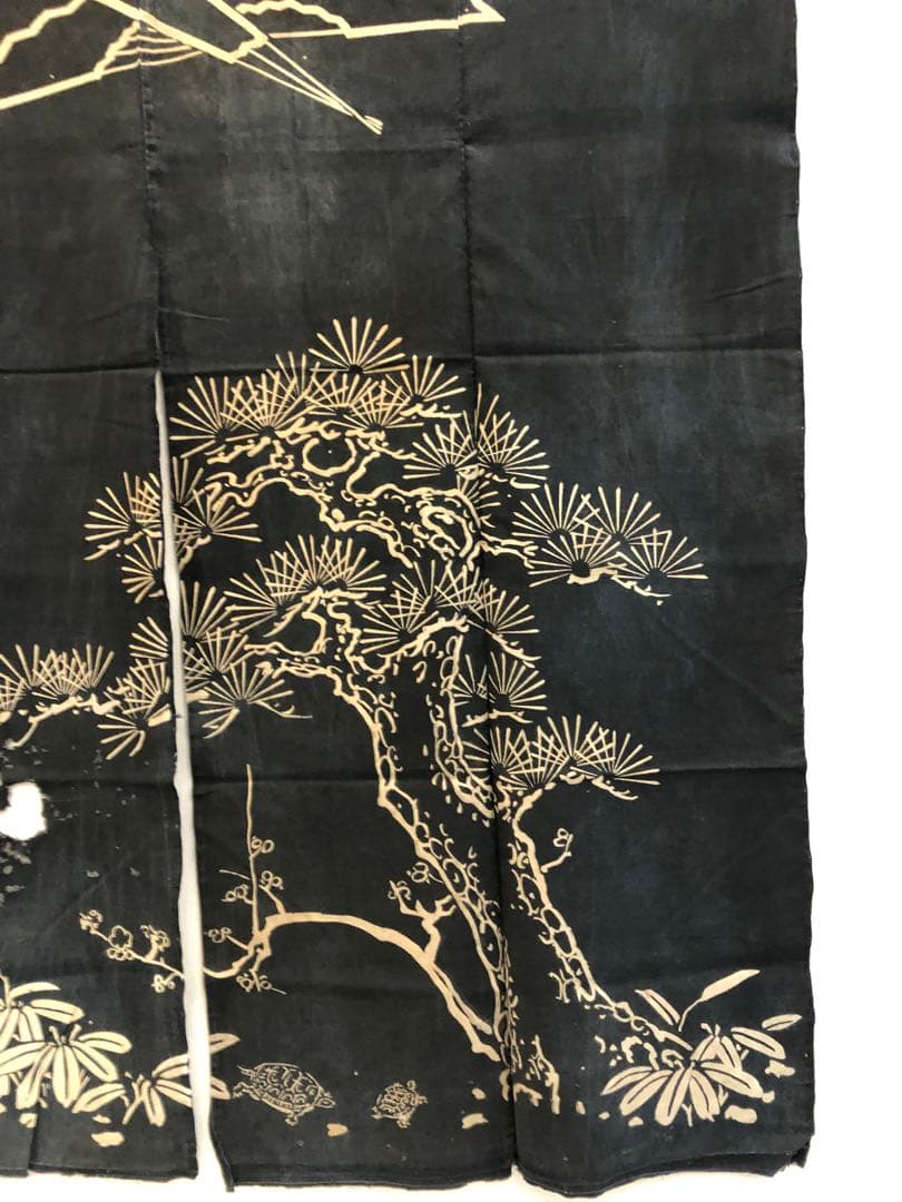 藍染 加賀のれん 時代物 木綿 古布ソ-389 三巾