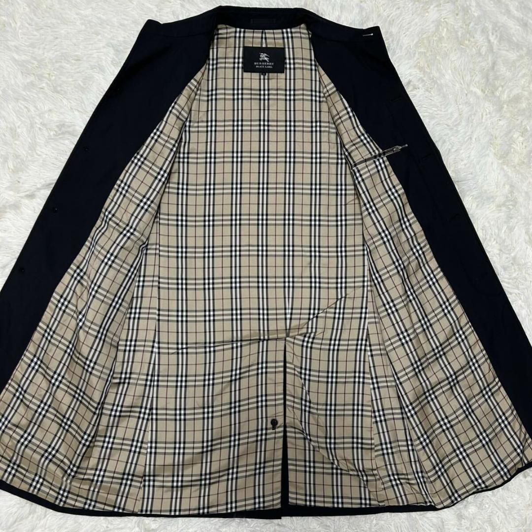 【極美品/LL】バーバリーブラックレーベル ステンカラーコート アウター 黒