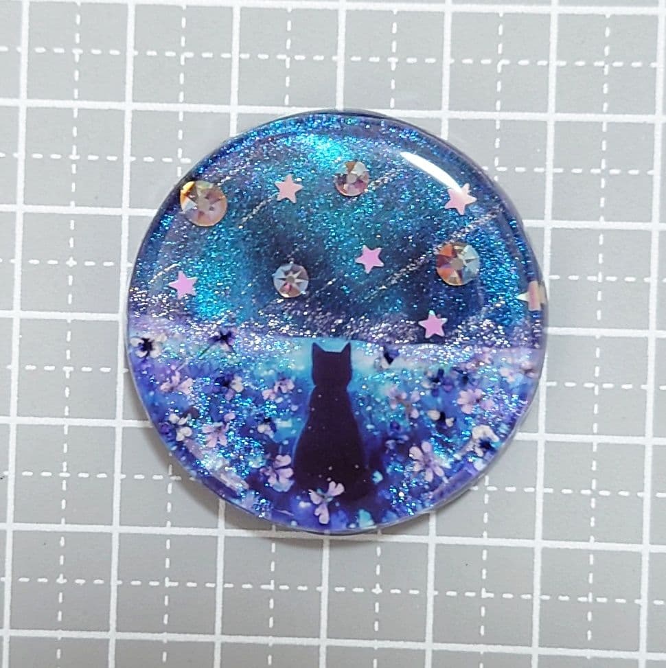 レジン　猫　ヘアゴム　ブローチ　ポニーフック　No.285