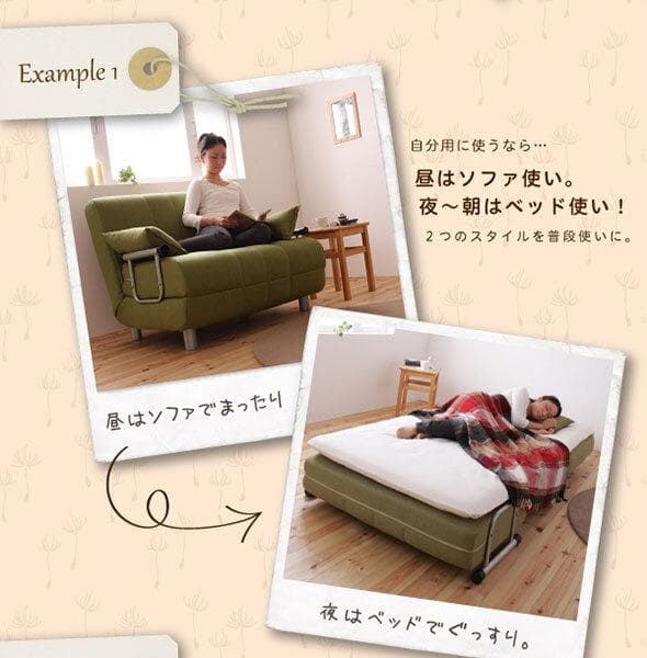 新品　カウチソファベッド　S シングルサイズ　クッション付き グリーン
