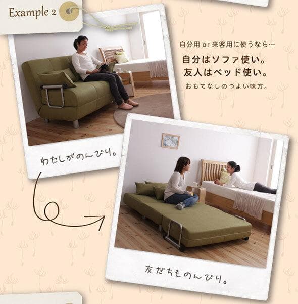 新品　カウチソファベッド　S シングルサイズ　クッション付き グリーン
