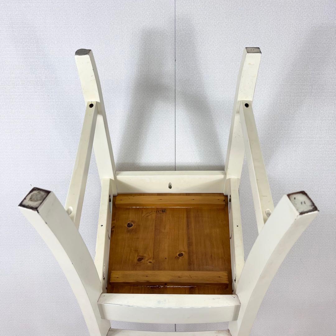 ビンテージ風 ダイニングチェア 木製チェア ホワイトフレーム ナチュラル座面