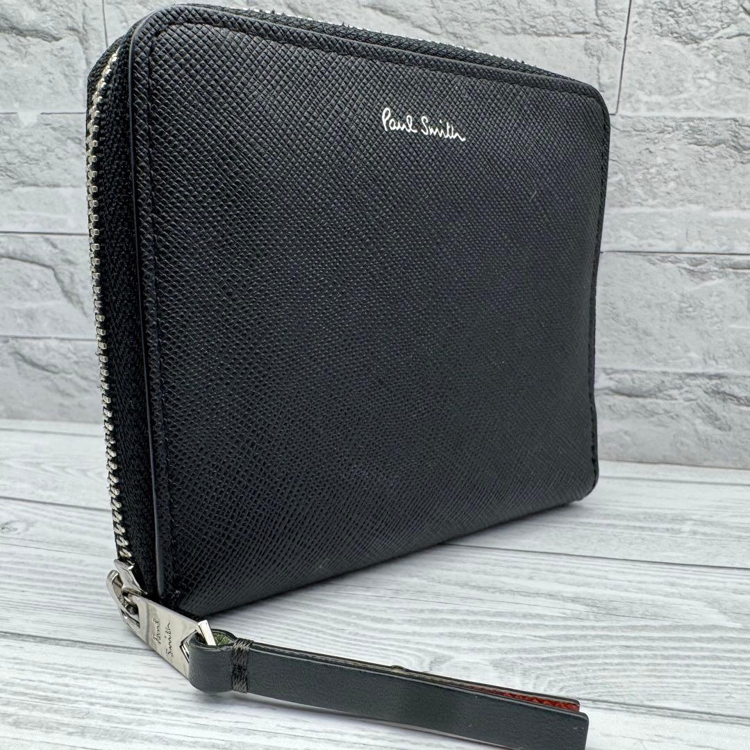 【極美品】ポールスミス バイカラー ラウンドファスナー　長財布 　ブラック