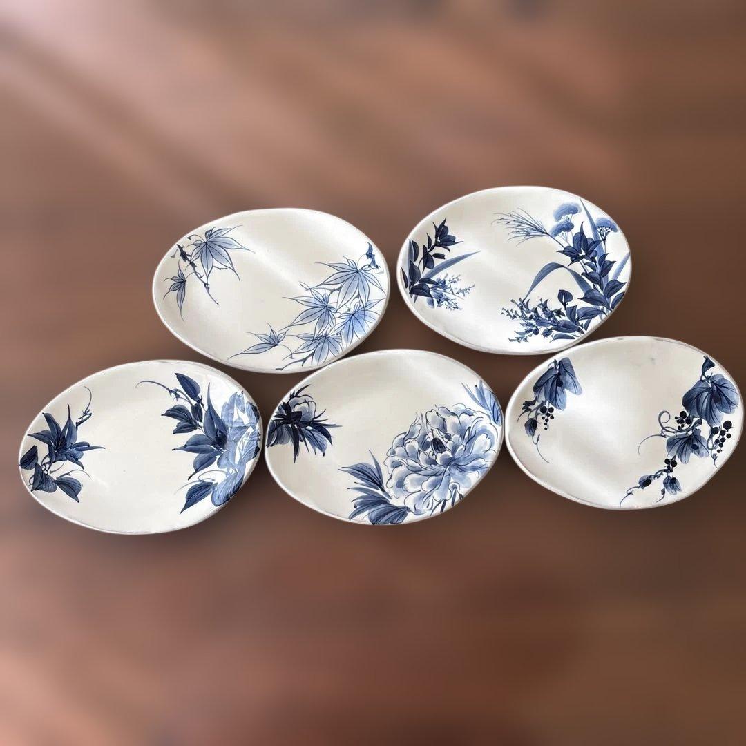 京焼　陶葊　染付　5枚セット