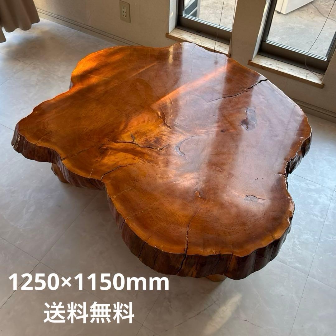 青森ビバ　輪切り　一枚板テーブル　1250✖️1150mm 自然形状　加工品
