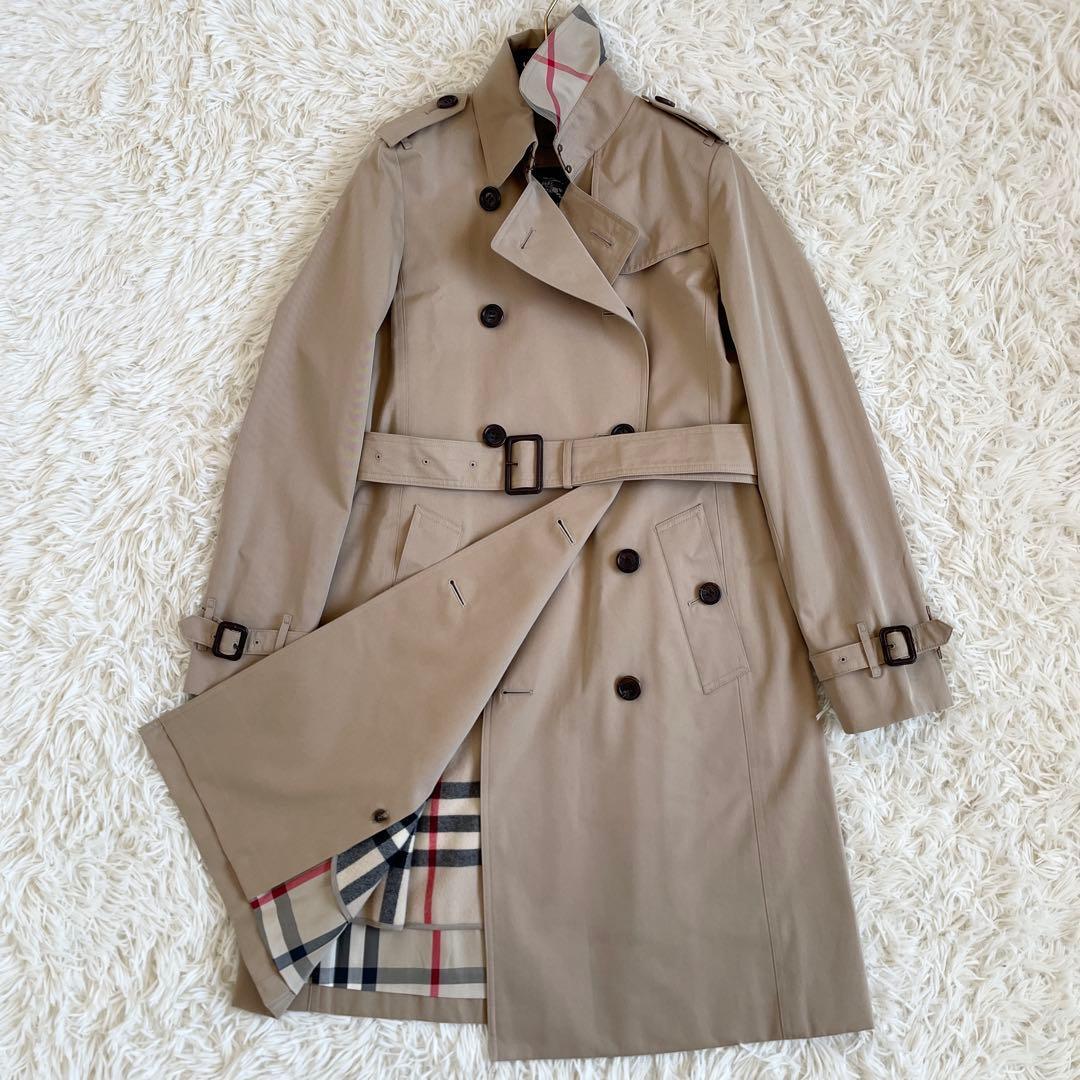 新品未使用　バーバリー　トレンチコート　チェック　2way　ハニーベージュ　S