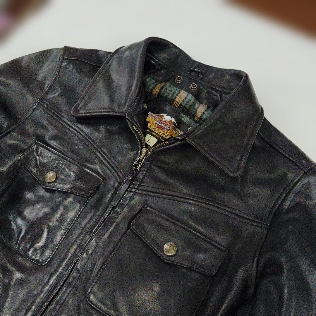 ハーレーダビッドソン★ホースハイド ライダースジャケット ブラック Ｌ