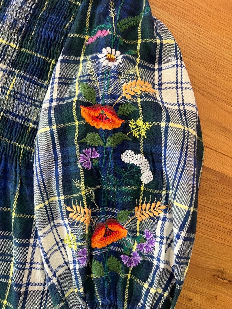 Bonjour diary チェック柄刺繍　チュニック 10Y