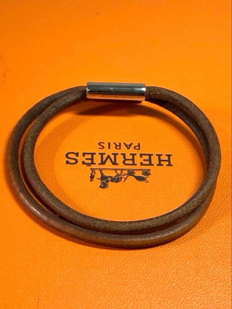 HERMES エルメス　トゥルニス　シルバー金具　2連ブレスレット　箱付き