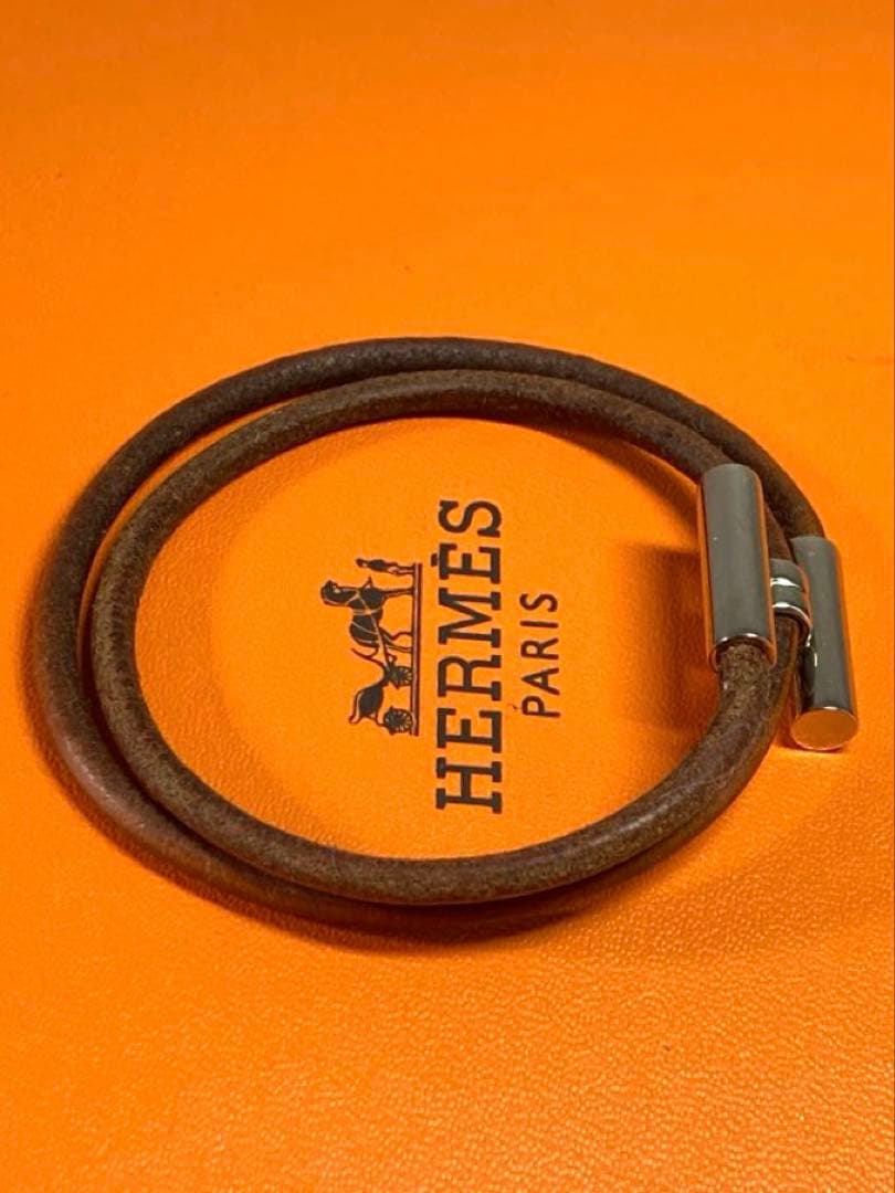 HERMES エルメス　トゥルニス　シルバー金具　2連ブレスレット　箱付き