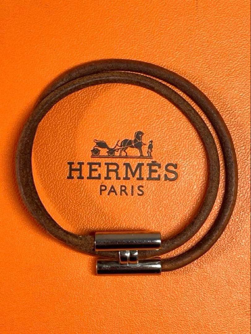 HERMES エルメス　トゥルニス　シルバー金具　2連ブレスレット　箱付き