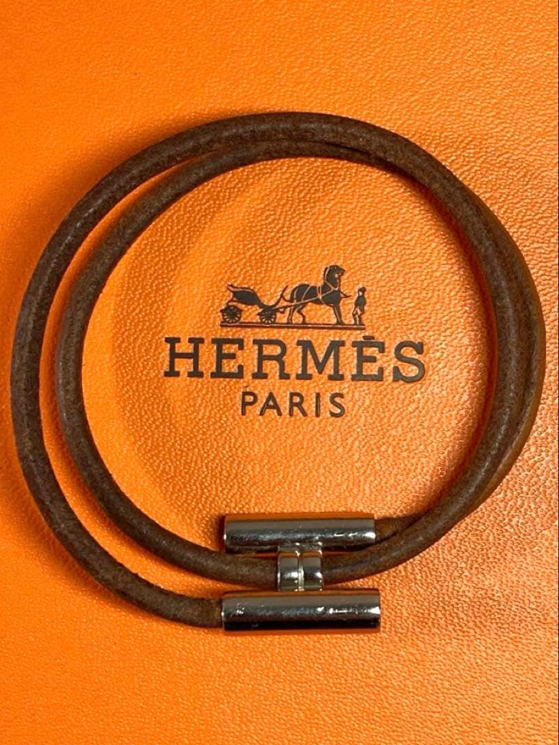 HERMES エルメス　トゥルニス　シルバー金具　2連ブレスレット　箱付き