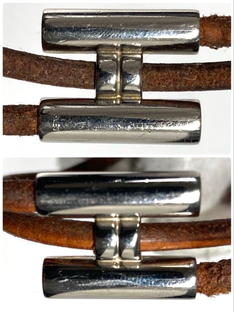 HERMES エルメス　トゥルニス　シルバー金具　2連ブレスレット　箱付き