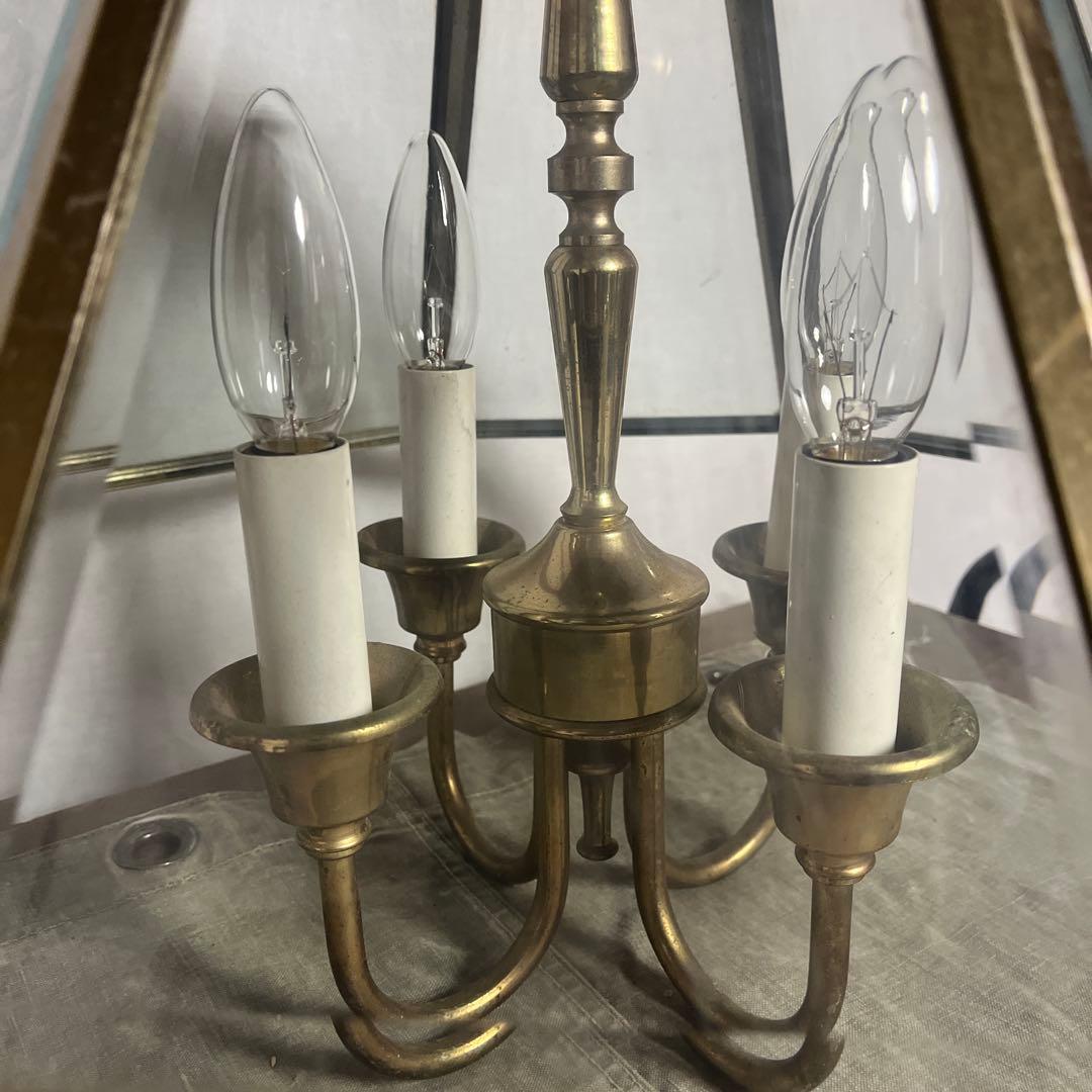 ビンテージ◾️4灯 天井照明 ゴールドフレーム ペンダントライト シャンデリア A