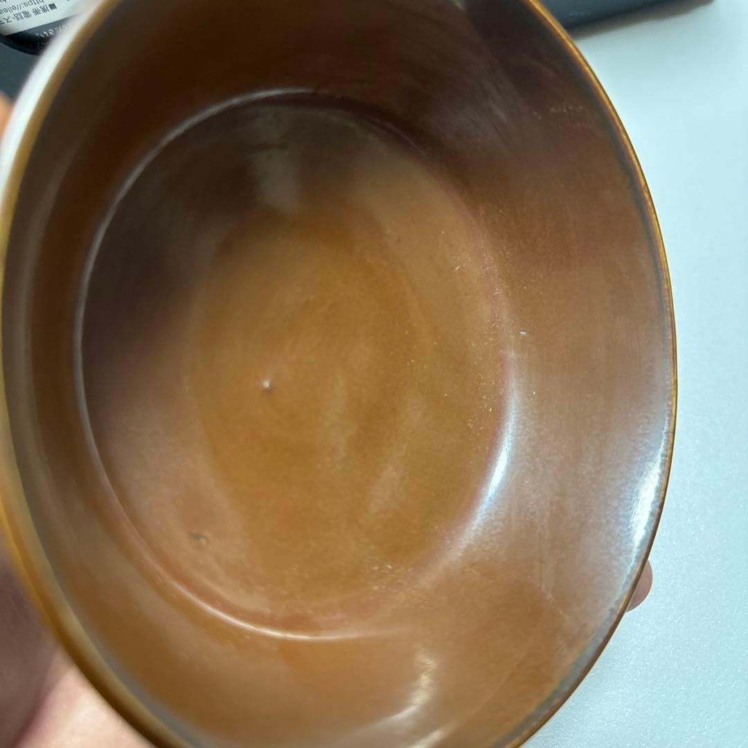 宋代 青磁 定窯　耀州 赤釉 柿紅釉 水冼 茶碗