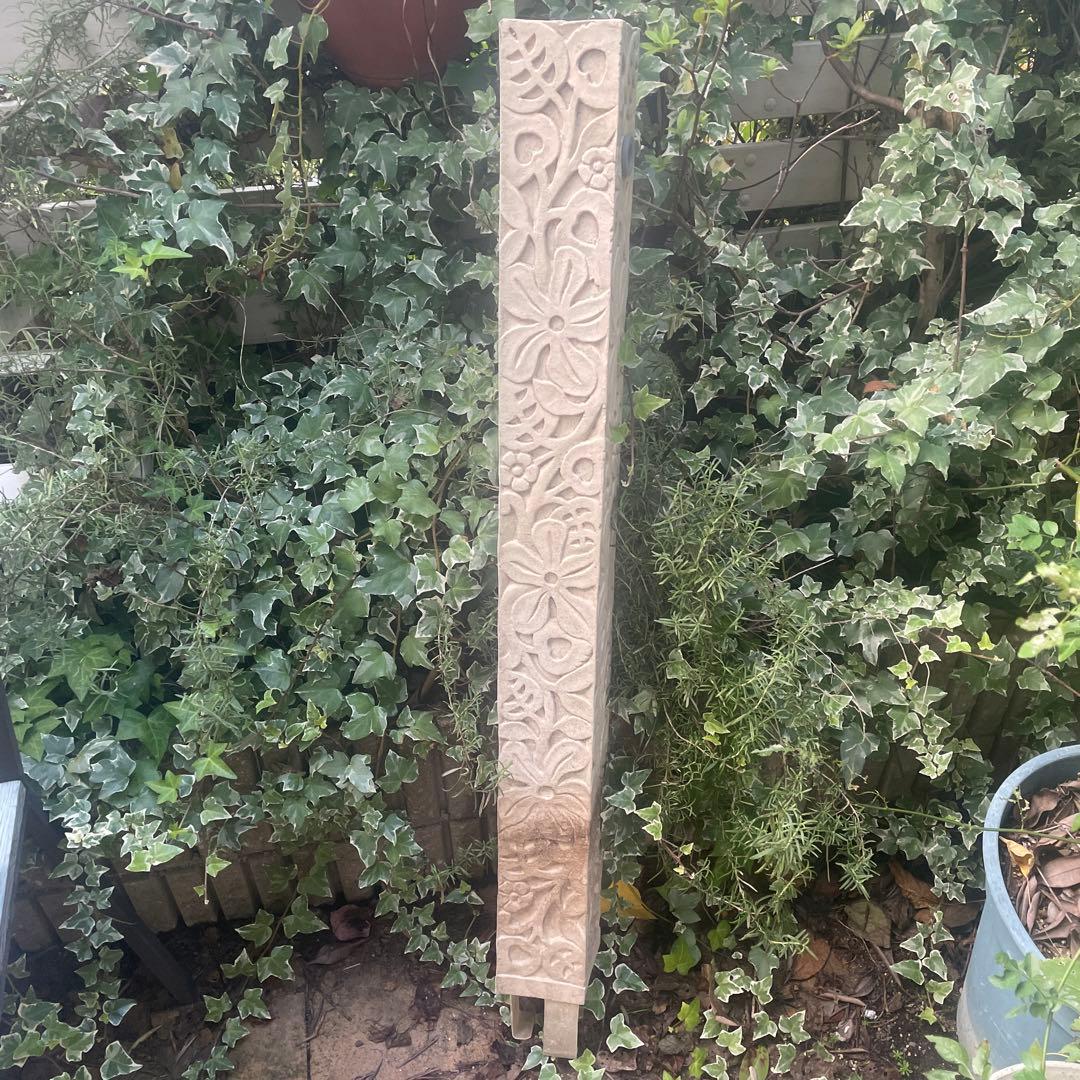 バリ　アジアン石彫りハイビスカスガーデニング立水栓　水栓柱　砂石風　エクステリア