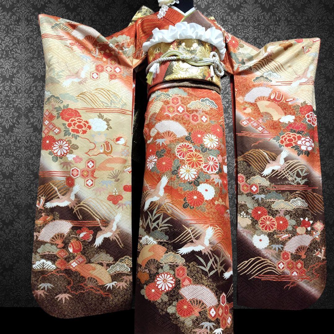 振袖フルセット(6点)・鈴乃屋・金彩加工・金駒刺繍・共八掛・正絹・逸品