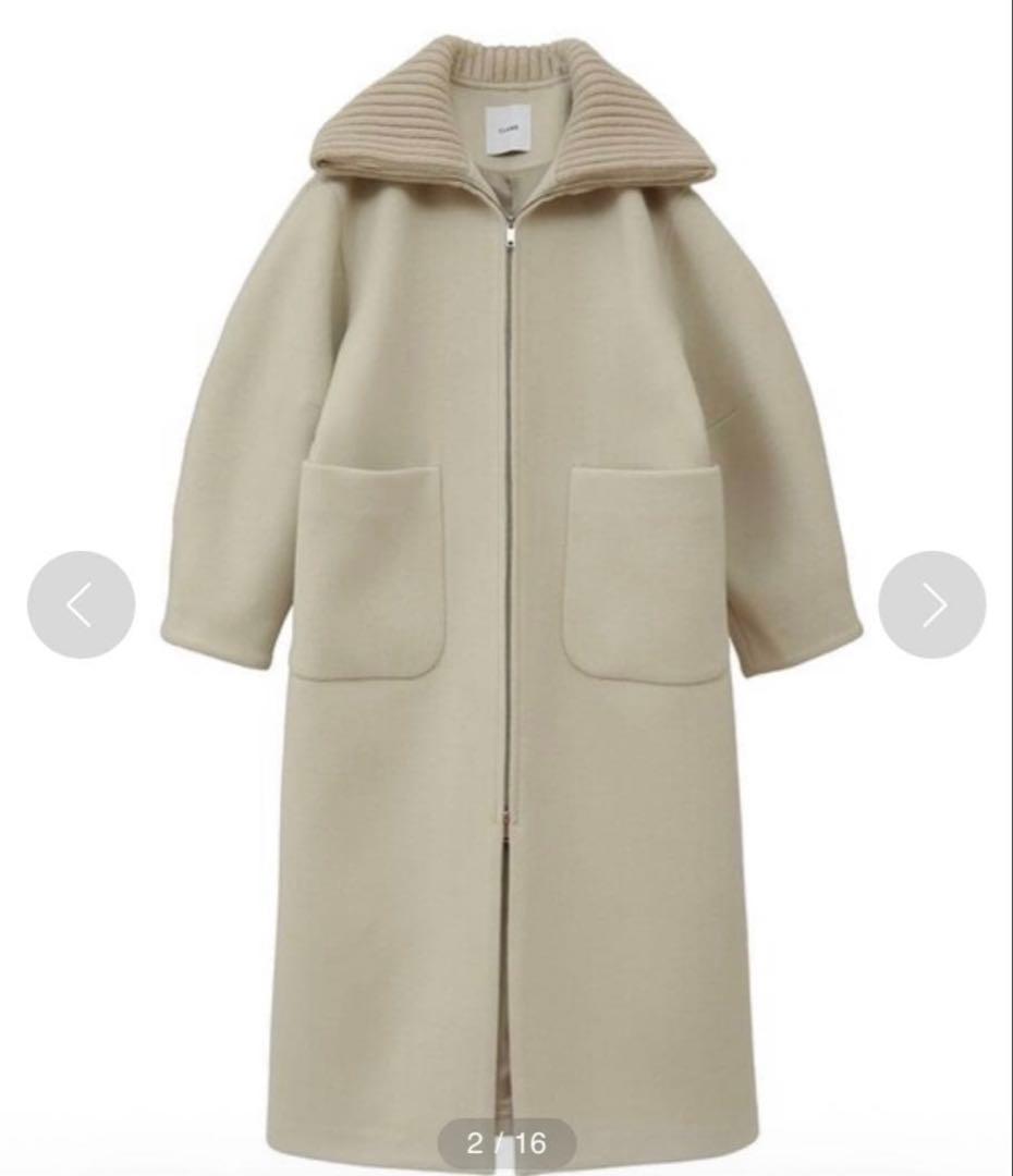 CLANE リブカラーロングコート