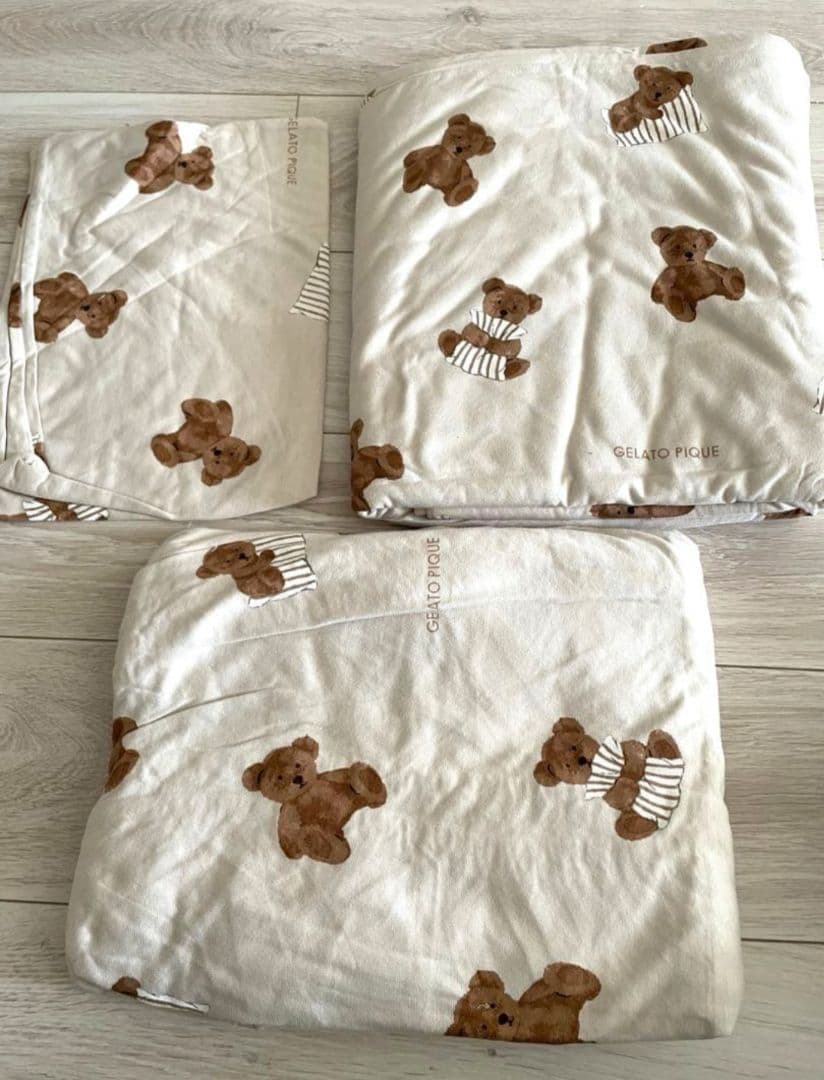 新品 ジェラピケ 布団カバー 枕カバー BOXシーツ ベア柄3点 セミダブル