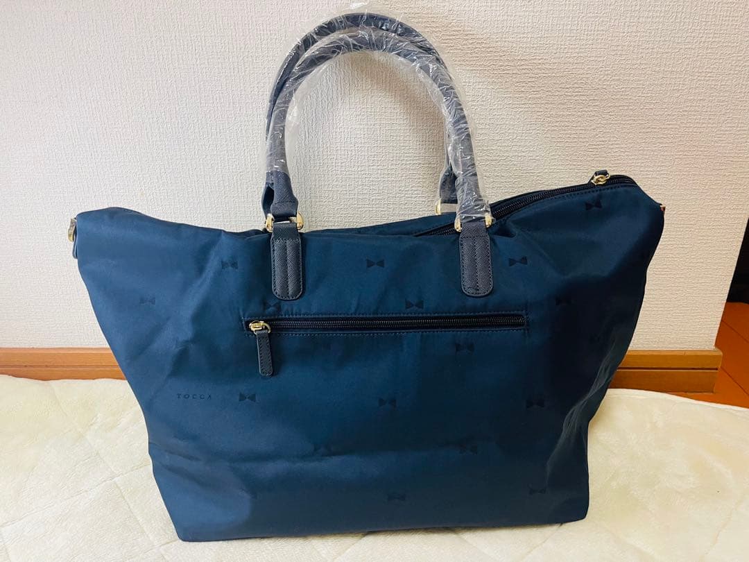 新品☆TOCCA ネイビー リボン柄 マザーズバッグ Fサイズ