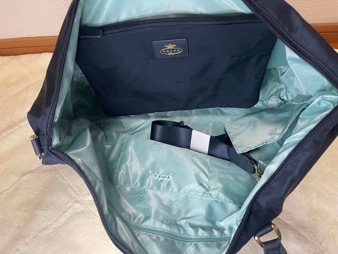 新品☆TOCCA ネイビー リボン柄 マザーズバッグ Fサイズ